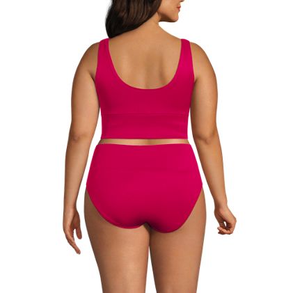 Women's Plus Size Tugless Ribbed Tankini Top and High Waisted Bottom Swimsuit Set - image 2
