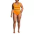 Women's Plus Size Tugless Ribbed Midkini and High Waisted Bottom Swimsuit Set, Front