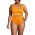 Women's Plus Size Tugless Ribbed Midkini and High Waisted Bottom Swimsuit Set, Front