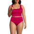 Women's Plus Size Tugless Ribbed Tankini Top and High Waisted Bottom Swimsuit Set, Front
