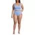 Women's Plus Size Tugless Ribbed Midkini and High Waisted Bottom Swimsuit Set, Front