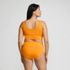 Women's Plus Size Tugless Ribbed Tankini Top and High Waisted Bottom Swimsuit Set, Back
