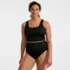 Women's Plus Size Tugless Ribbed Midkini and High Waisted Bottom Swimsuit Set, Front