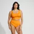 Women's Plus Size Tugless Ribbed Midkini and High Waisted Bottom Swimsuit Set, Front