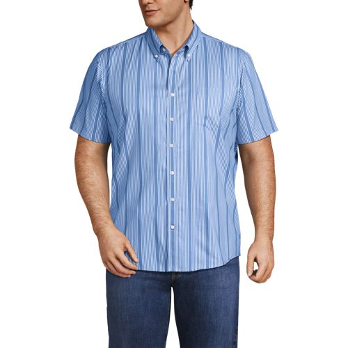  Lands' End Ultimativ-hemd Mit Kurzen ärmeln, Classic Fit, Herren, Größe:44-46 Regular, Blau, Elasthan/baumwoll-mischung/polyester-mischung, By Lands' End 