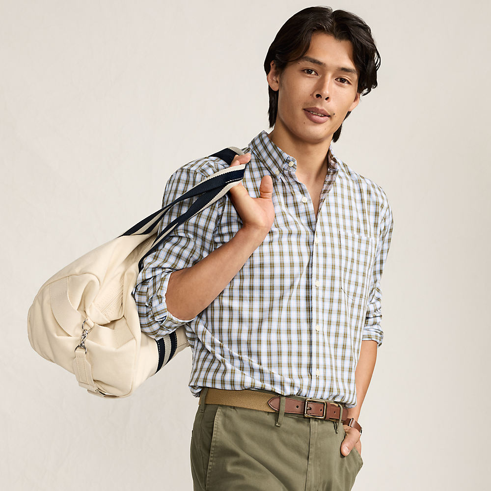 Buttondown Ultimate Shirt, Tailored Fit, Men, size: M, regular, Green, Spandex/Cotton-blend/Poly-blend, by Lands' End