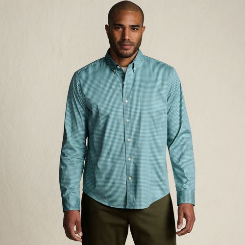  Lands' End Ultimativ-hemd, Tailored Fit, Herren, Größe:44-46 Regular, Grün, Elasthan/baumwoll-mischung/polyester-mischung, By Lands' End 