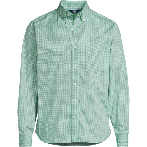 Buttondown Ultimate Shirt, Tailored Fit, Men, size: S, regular, Green, Spandex/Cotton-blend/Poly-blend, by Lands' End
