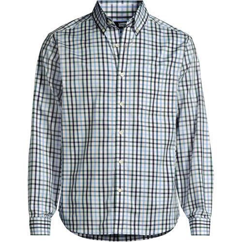 Buttondown Ultimate Shirt, Traditional Fit, Men, size: M, regular, Green, Spandex/Cotton-blend/Poly-blend, by Lands' End