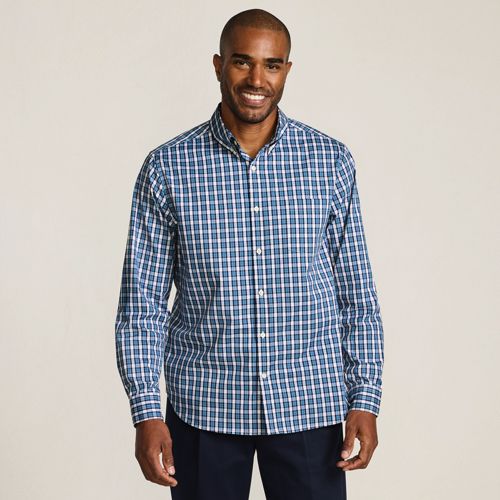Buttondown Ultimate Shirt, Traditional Fit, Men, size: L, regular, Green, Spandex/Cotton-blend/Poly-blend, by Lands' End