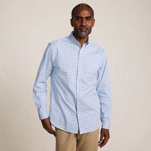 Buttondown Ultimate Shirt, Traditional Fit, Men, size: L, regular, Blue, Spandex/Cotton-blend/Poly-blend, by Lands' End
