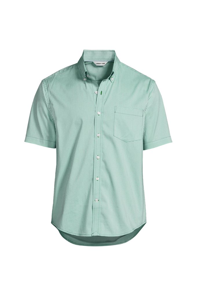 Lands' End Men's Big Short Sleeve Travel Kit Shirt In Green