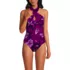 Women's Criss Cross Halter One Piece Swimsuit, Front