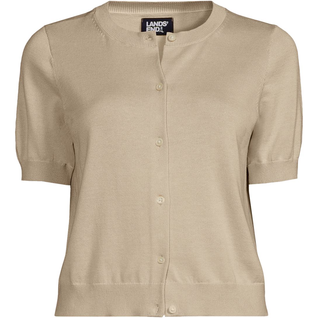 Women's Fine Gauge Jersey Short Sleeve Dress Cardigan Sweater