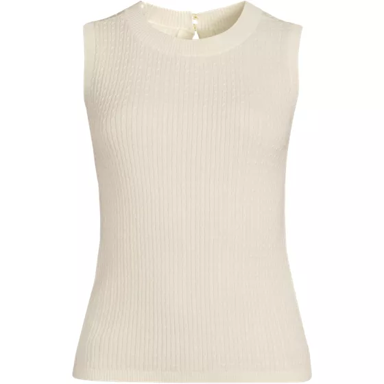 Women's Plus Size Fine Gauge Baby Cable Crew Neck Sleeveless Sweater - Set Top - primary