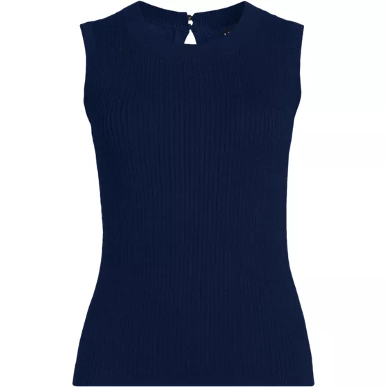 Women's Plus Size Fine Gauge Baby Cable Crew Neck Sleeveless Sweater - Set Top - primary