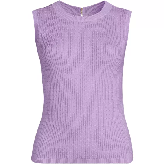 Women's Fine Gauge Baby Cable Crew Neck Sleeveless Sweater - Set Top - primary