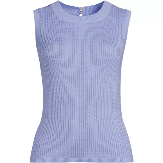 Women's Fine Gauge Baby Cable Crew Neck Sleeveless Sweater - Set Top - primary