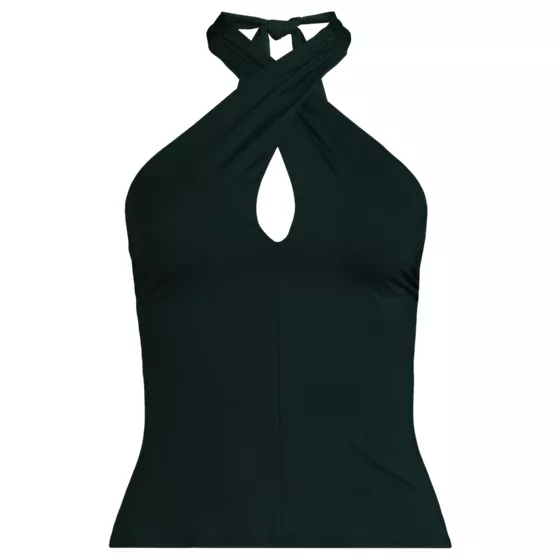Women's Plus Size Criss Cross Halter Tankini Top - primary