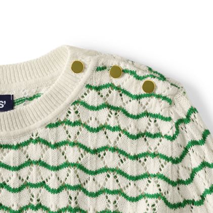 Women's Cotton Viscose Button Shoulder Modern Crew Sweater - image 2