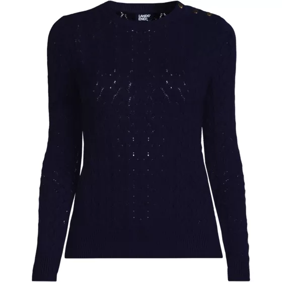 Women's Cotton Viscose Button Shoulder Modern Crew Sweater - primary