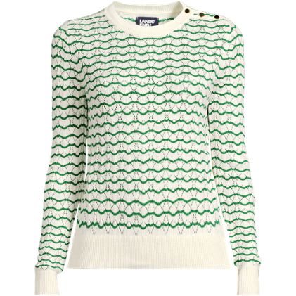 Women's Cotton Viscose Button Shoulder Modern Crew Sweater - image 1