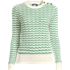 Women's Cotton Viscose Button Shoulder Modern Crew Sweater, Front