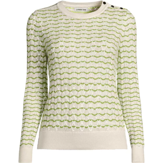 Women's Plus Size Cotton Viscose Button Shoulder Modern Crew Sweater - primary