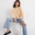 Women's Cotton Viscose Button Shoulder Modern Crew Sweater, alternative image