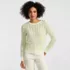 Women's Cotton Viscose Button Shoulder Modern Crew Sweater, Front