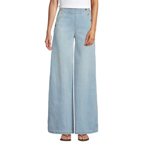 Women's Soft Denim High Rise Mariner Panel Extra Wide Leg Pants
