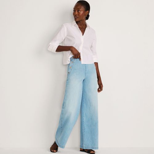 Women's Soft Denim High Rise Mariner Panel Extra Wide Leg Pants