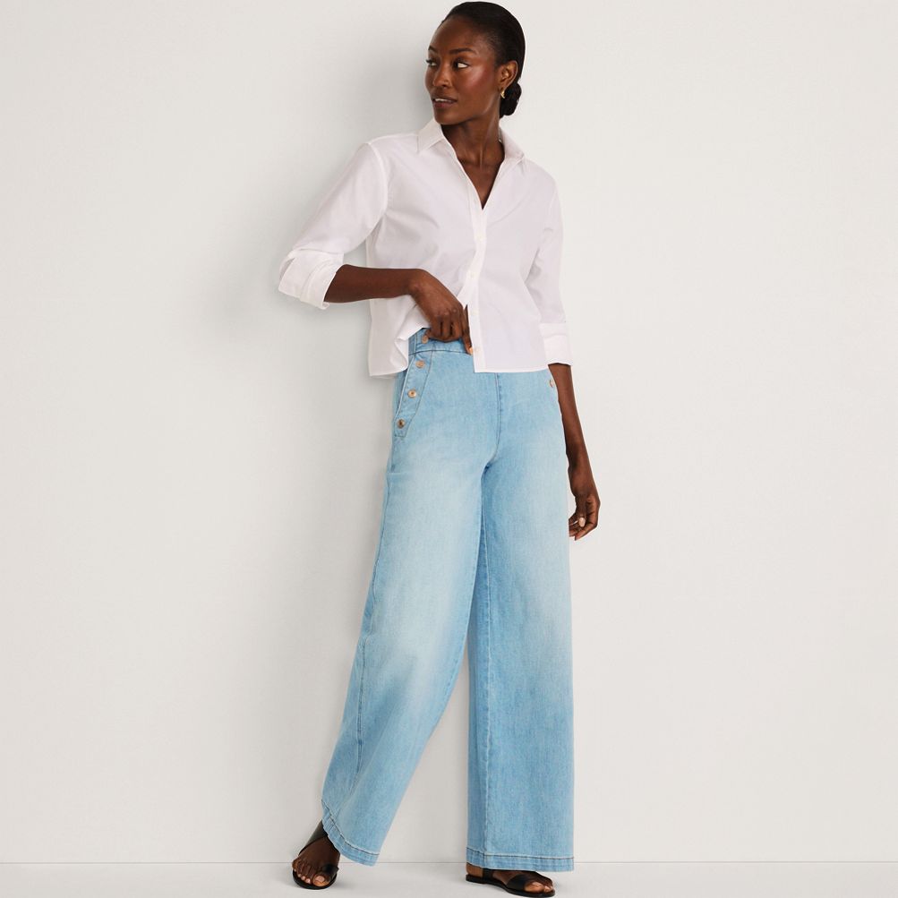 【MODERNIF】Sello Linen Wide Denim Pants Linen Denim Wide-Leg Jeans | Michael Kors [US]