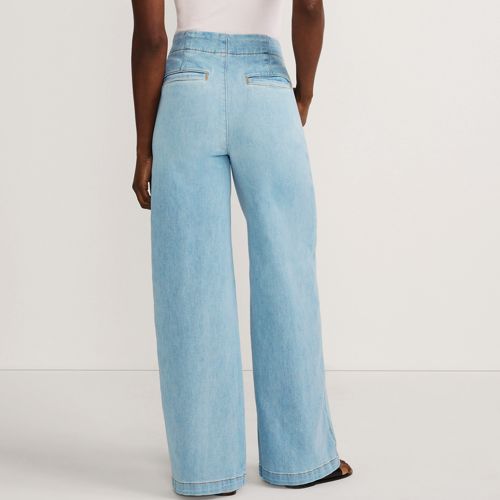  Lands' End Soft Denim Matrosenjeans Mit Extraweitem Bein High Waist, Damen, Größe:36 Petite, Blau, Elasthan/baumwoll-mischung, By Lands' End 