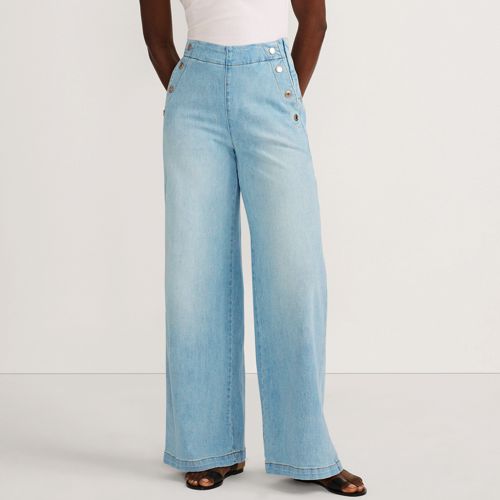 Women's Soft Denim High Rise Mariner Panel Extra Wide Leg Pants