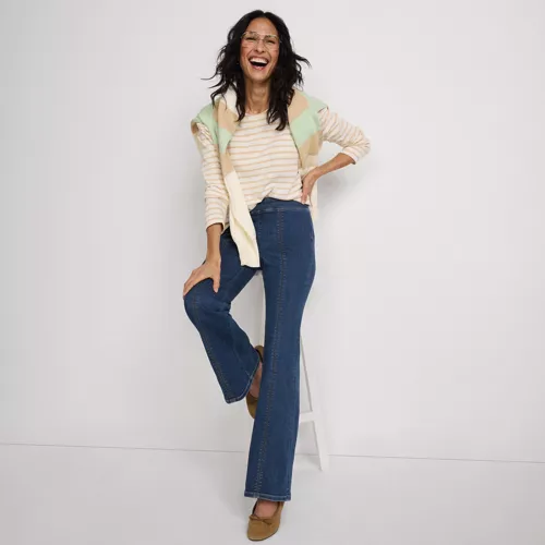 Women's Adaptive Lycra High Rise Pull On Flare Jeans, alternative image