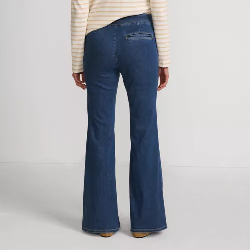 Women's Adaptive Lycra High Rise Pull On Flare Jeans, Back