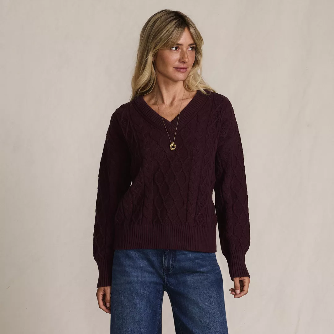 Women's Drifter Cable Vneck Sweater