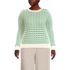 Women's Plus Size Cotton Viscose Button Shoulder Modern Crew Sweater, Front