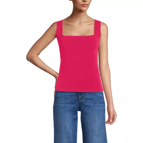 Women's Square Neck Tank Sweater - Set Top, Front