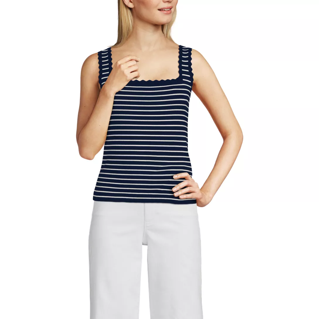 Women's Square Neck Tank Sweater - Set Top