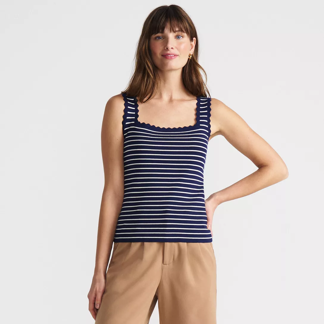 Women's Square Neck Tank Sweater - Set Top