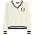 Women's Drifter Varsity Vneck Sweater with Crest, Front