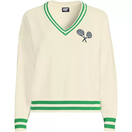 Women's Drifter Varsity V-neck Sweater with Crest - primary