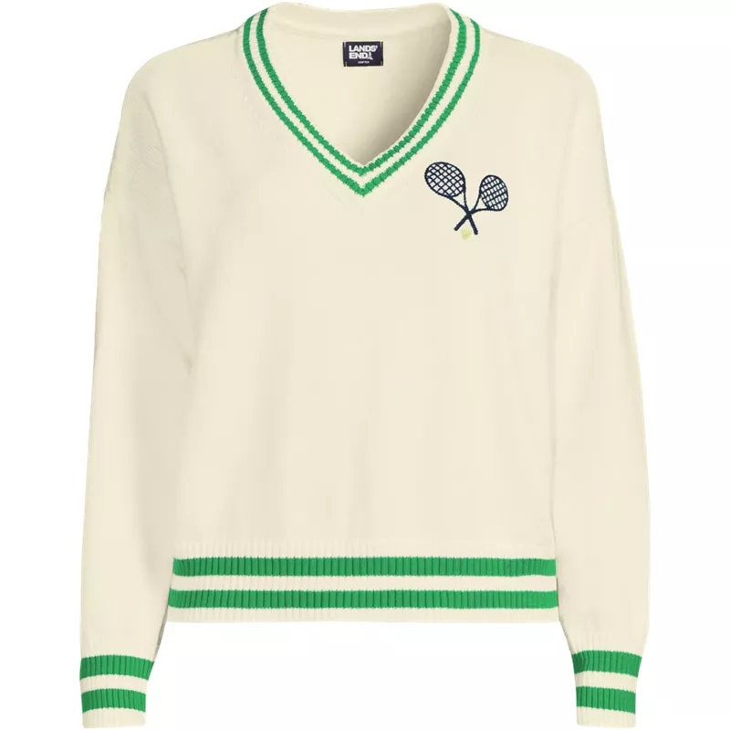 Women's Drifter Varsity V-neck Sweater with Crest, Front