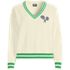 Women's Drifter Varsity Vneck Sweater with Crest, Front
