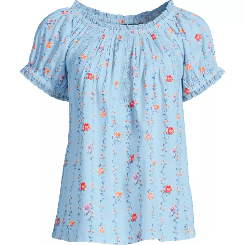 Women's Cotton Voile Pintuck Trim Blouse, Front