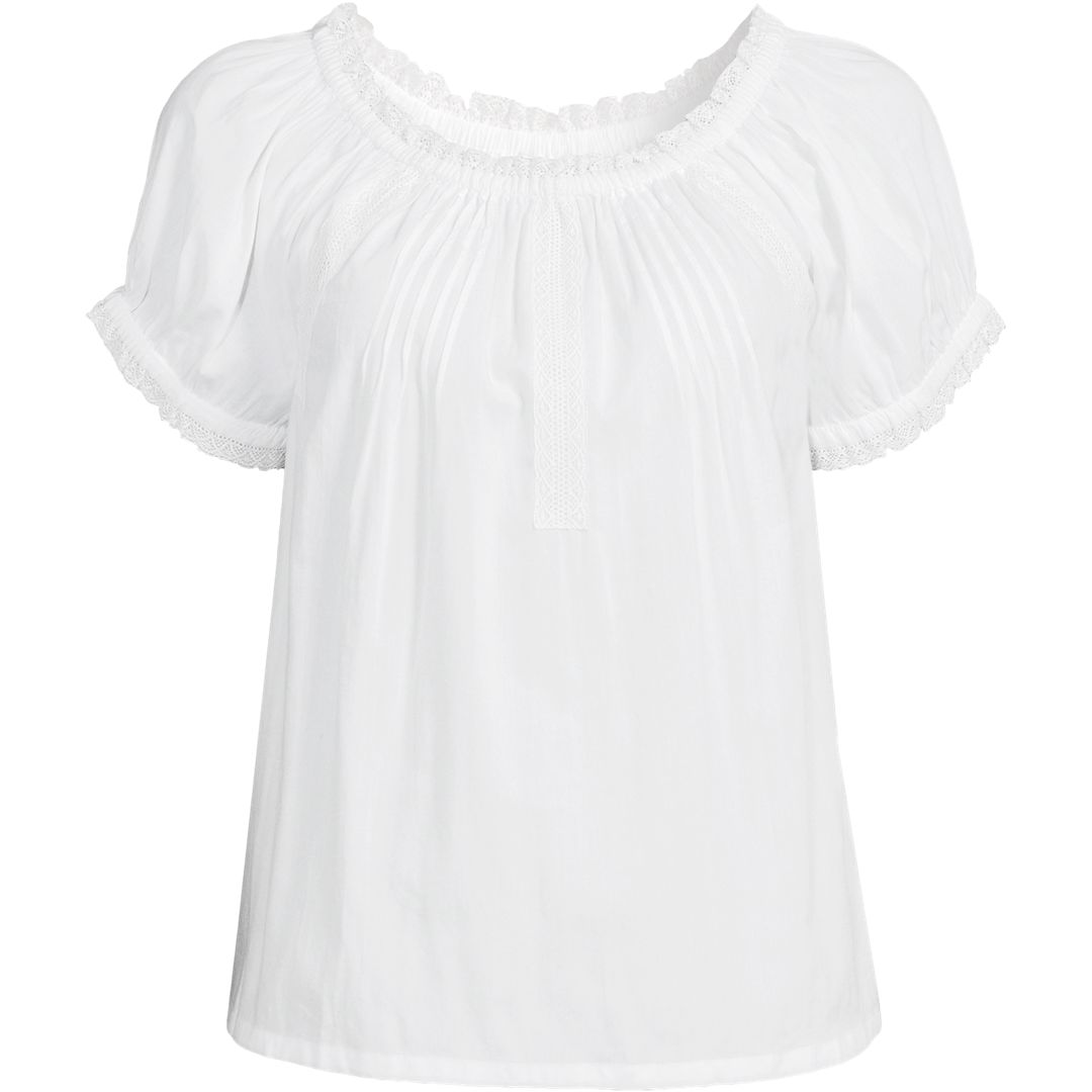 Women's Cotton Voile Pintuck Trim Blouse