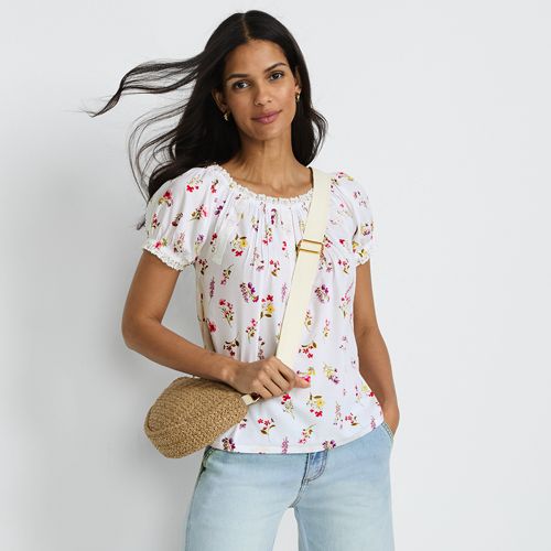 Women's Elbow Sleeve Crepe Popover Blouse