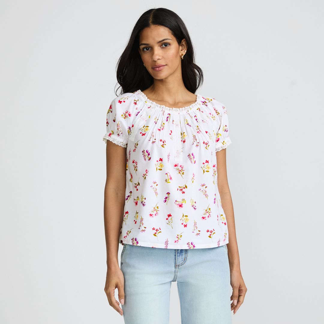 Women's Cotton Voile Pintuck Trim Blouse